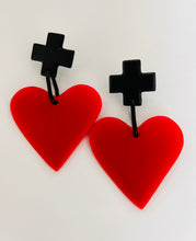 Load image into Gallery viewer, SML HEART/CROSS earrings
