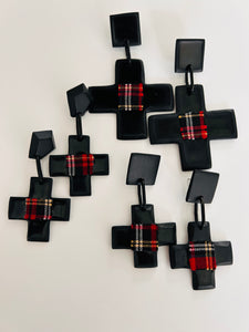 Tartan cross earrings