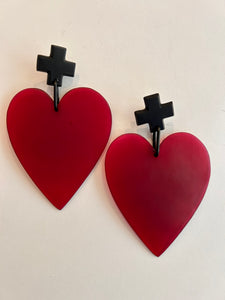 Heart/cross earring lge